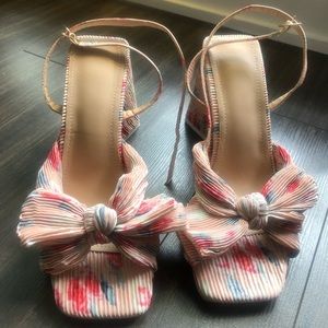 Loeffler Randall Dupe – Floral Satin bow block sandal heels 8.5